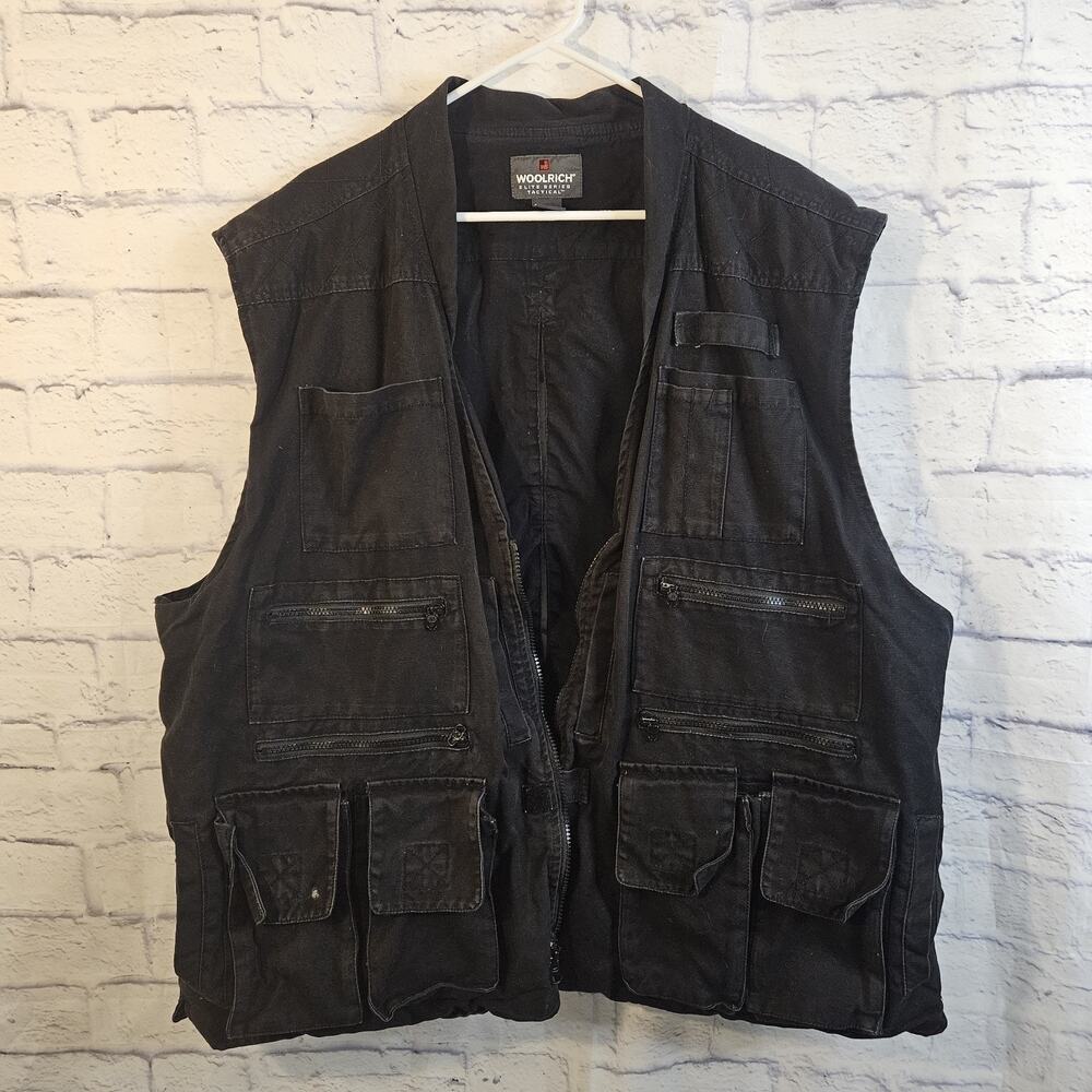 Woolrich Elite Series Vest Mens 3XL Black Tactical Utility Multi Pocket Read